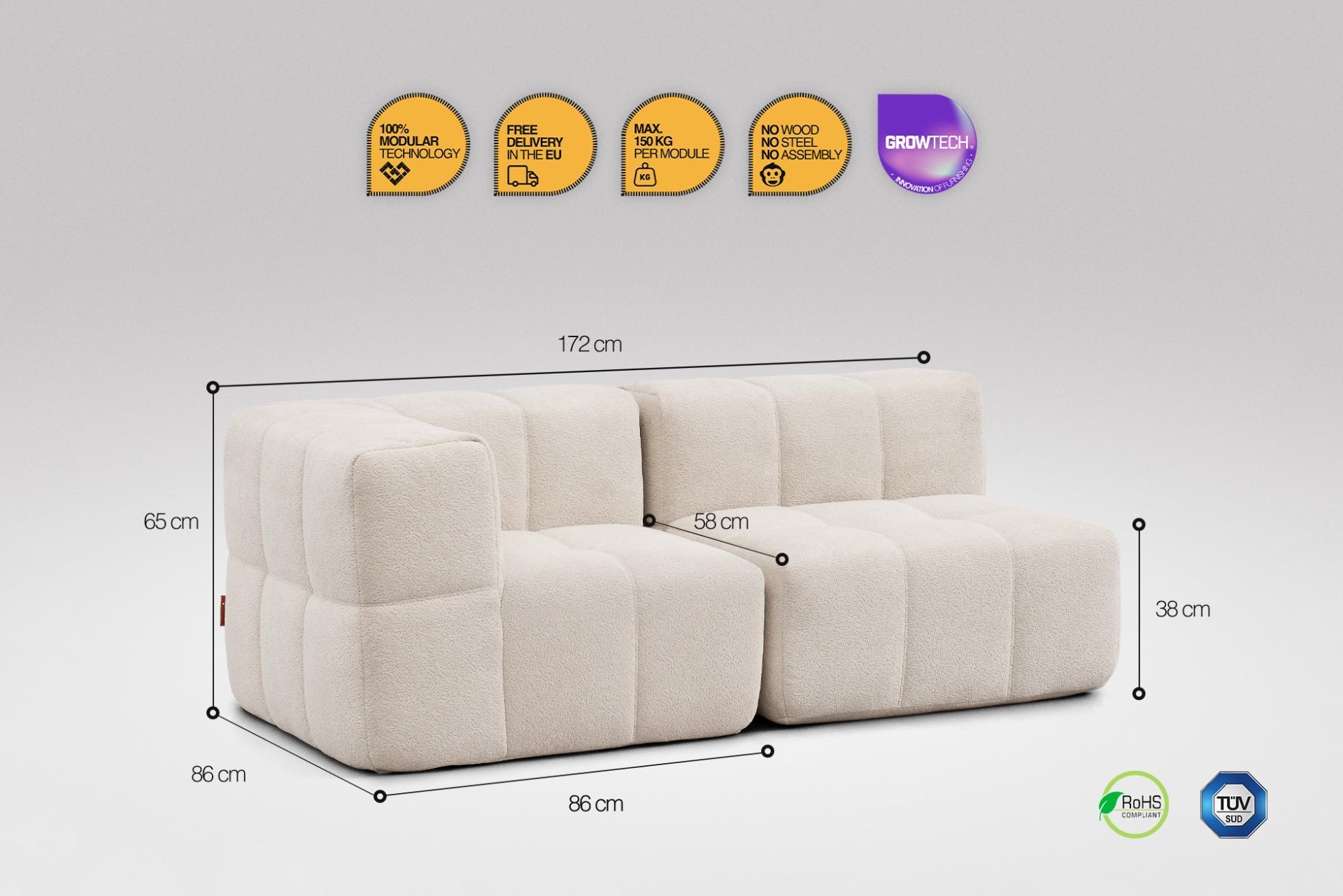 2 Teiliges Modulares Sofa – Beige