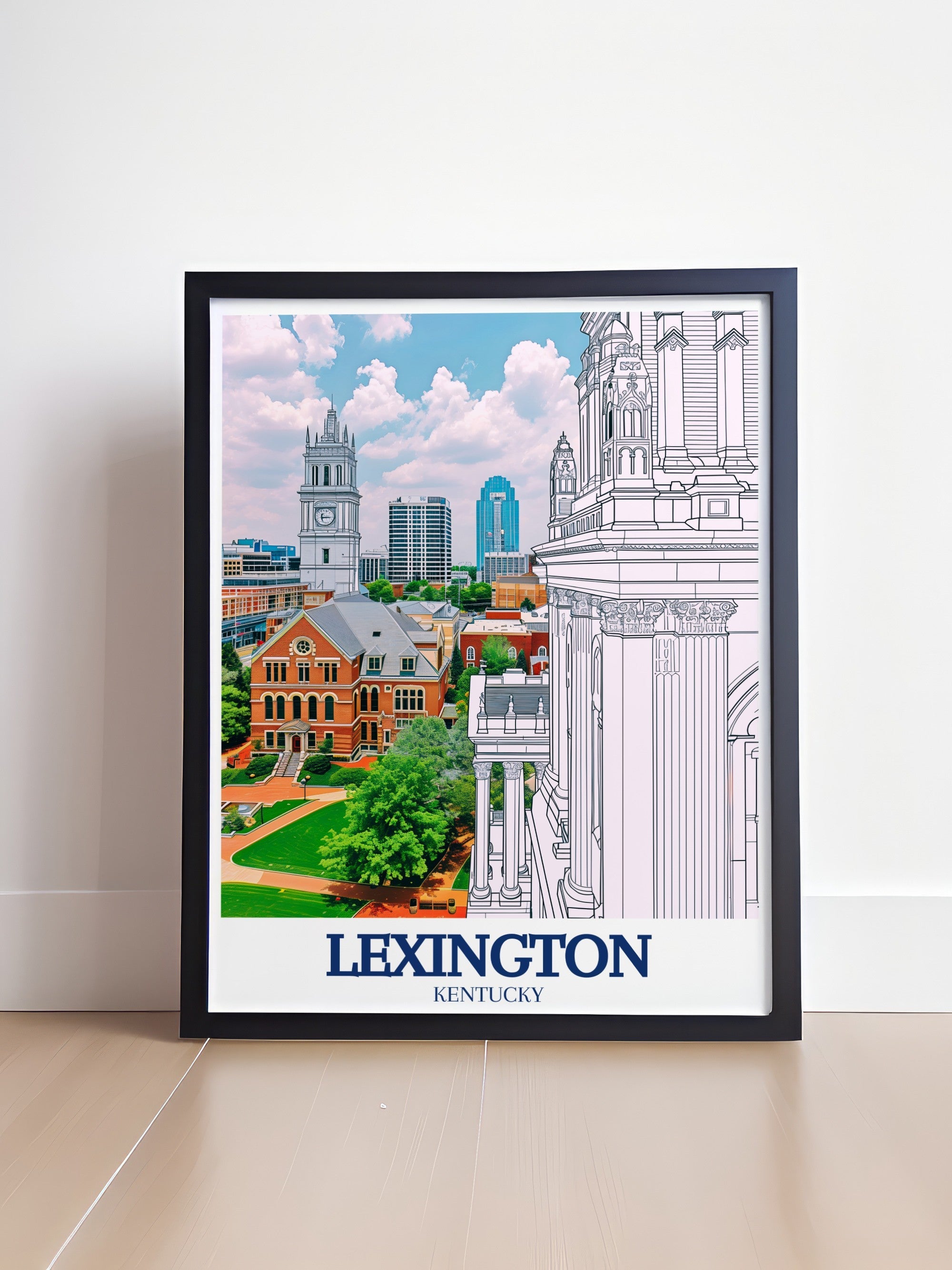 Lexington Art - Transylvania University and Lexington Skyline  Living Room Decor - Kentucky Ideal Home Decor