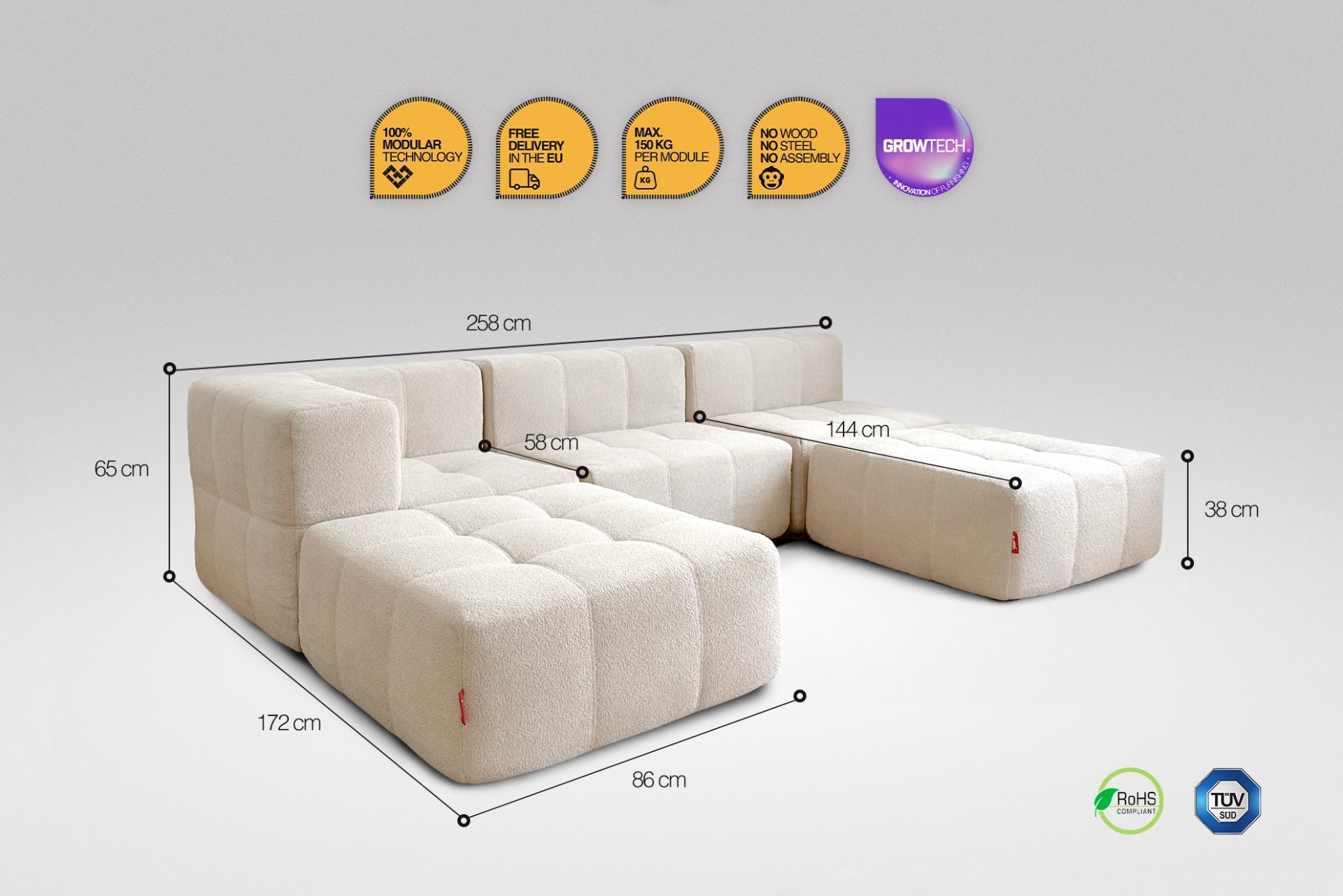 5 Teiliges Modulares Sofa – Beige