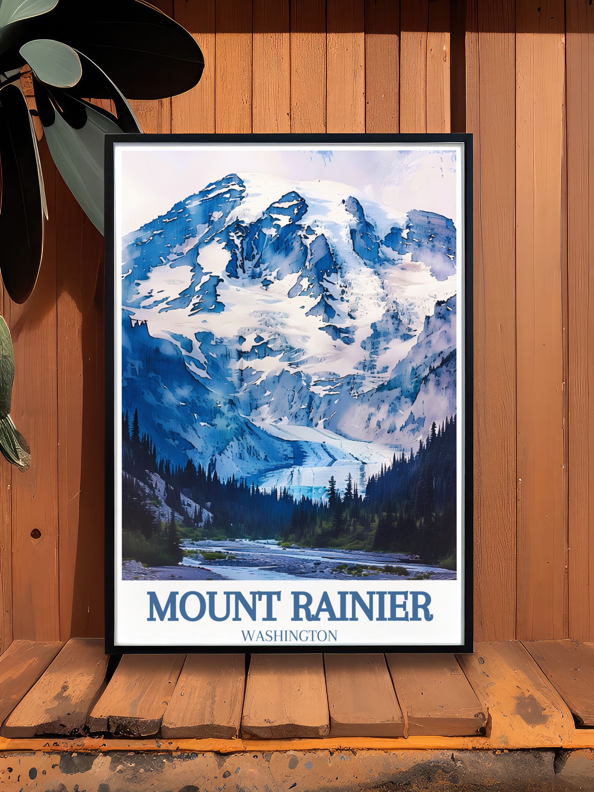 Mount Rainier   Prints - Carbon River and Carbon Glacier  Home Decor - Washington  Living Room Decor