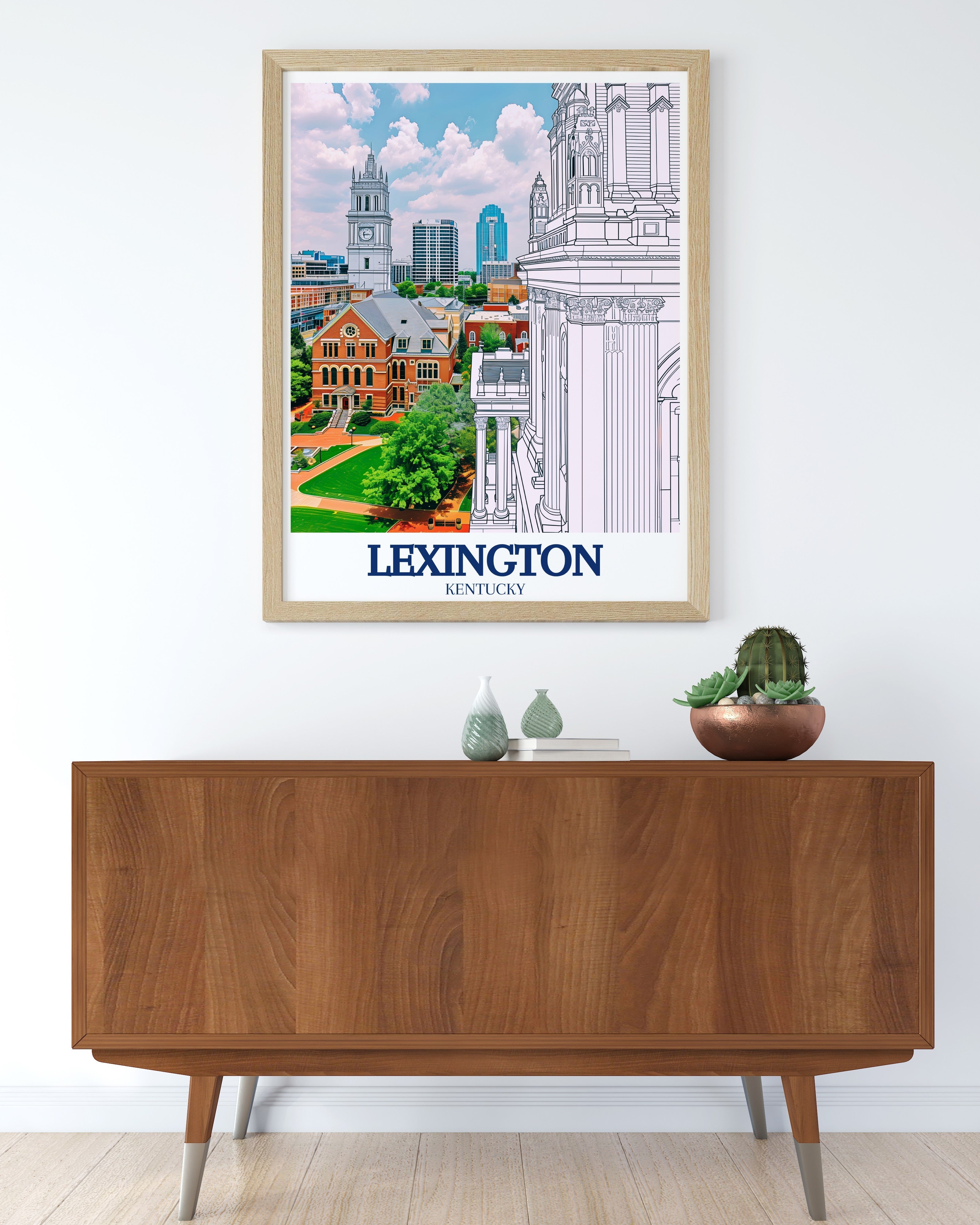 Lexington Art - Transylvania University and Lexington Skyline  Living Room Decor - Kentucky Ideal Home Decor