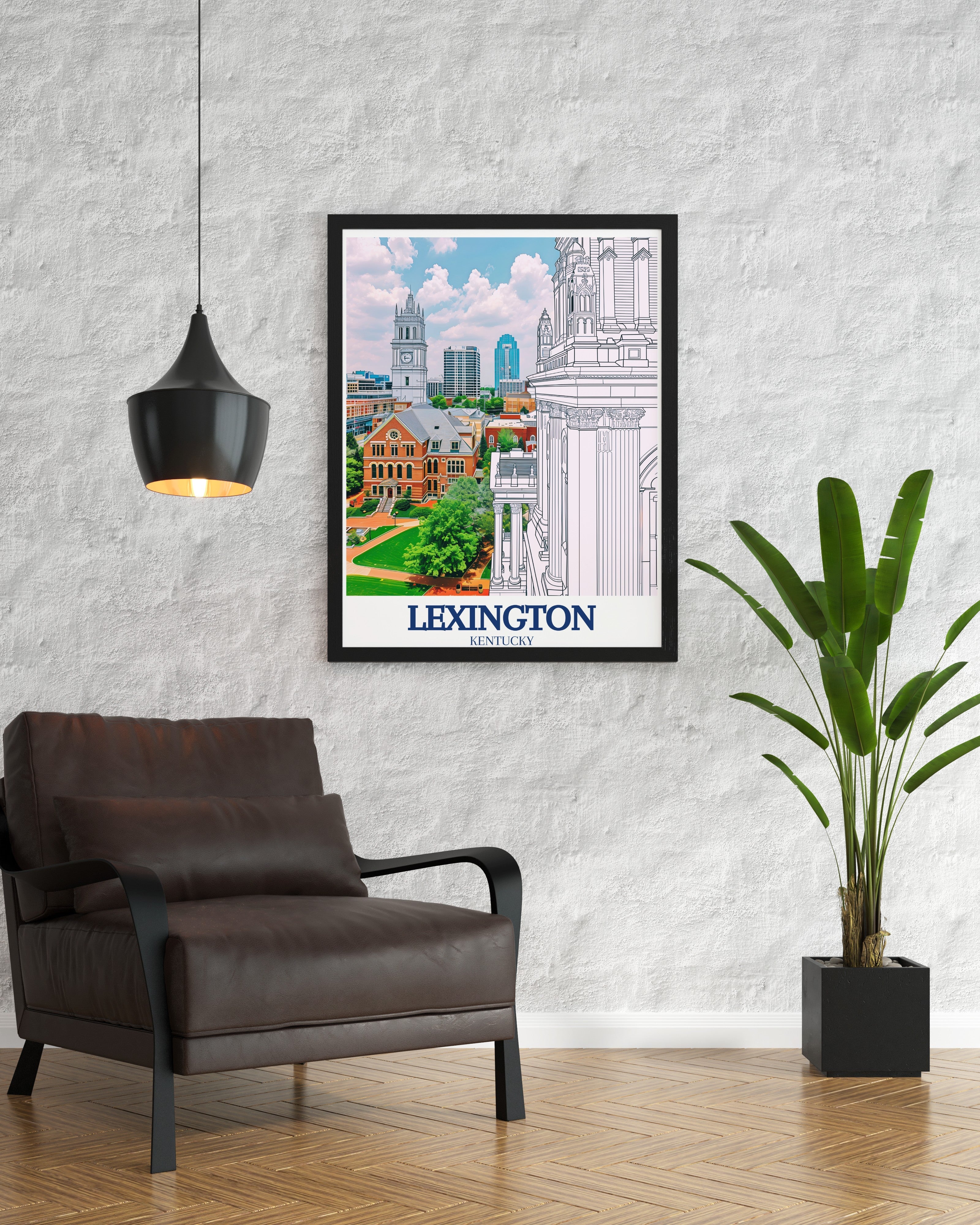 Lexington Art - Transylvania University and Lexington Skyline  Living Room Decor - Kentucky Ideal Home Decor