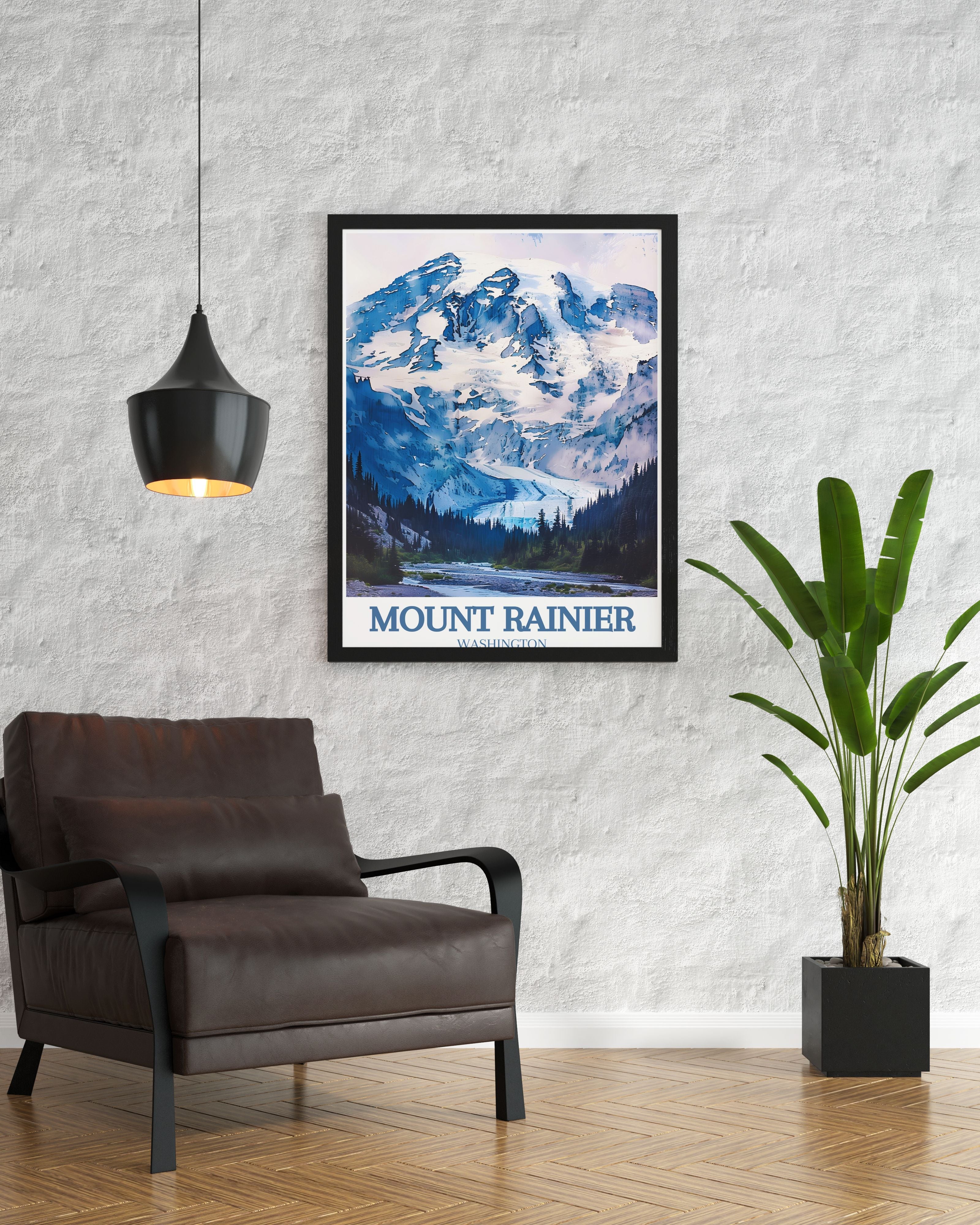 Mount Rainier   Prints - Carbon River and Carbon Glacier  Home Decor - Washington  Living Room Decor