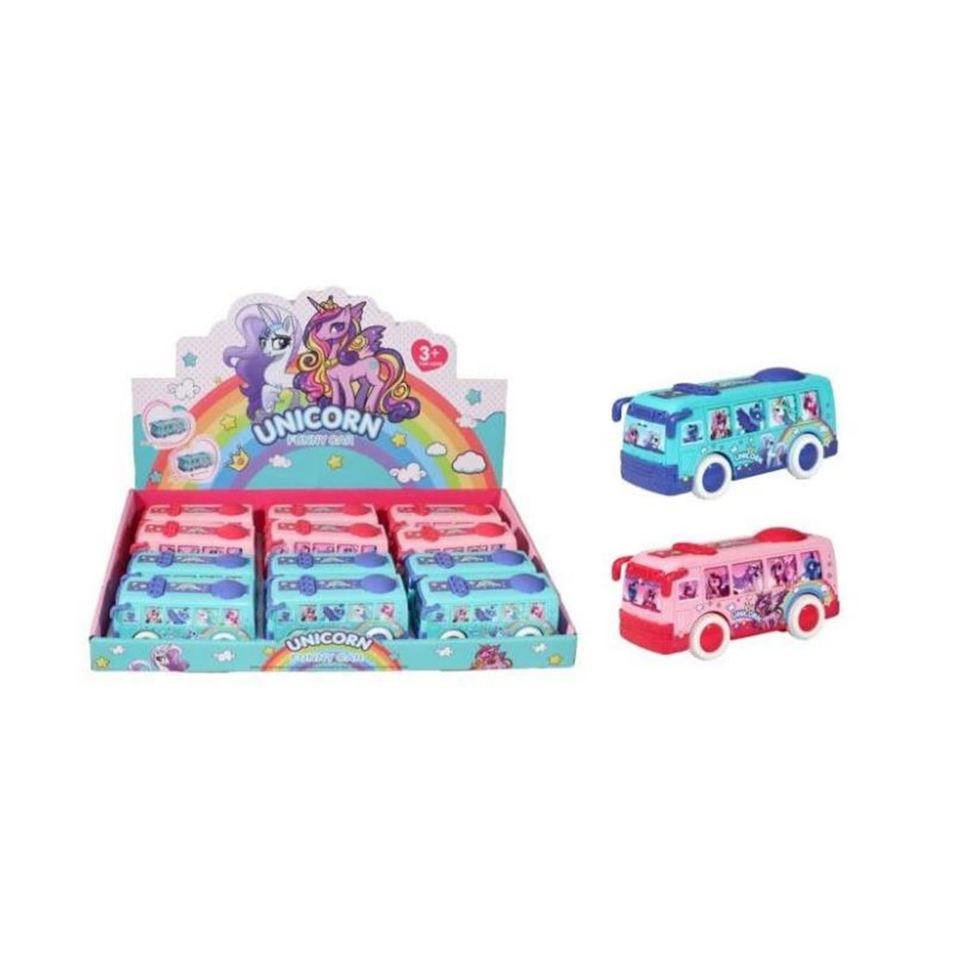 Bus unicorn frictie 12cm Bus unicorn frictie 12cm