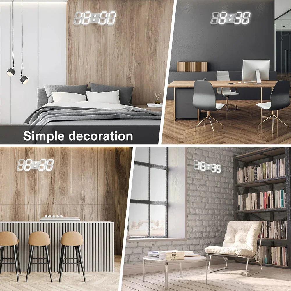 Modern 3D LED Wall Clock with Remote Control