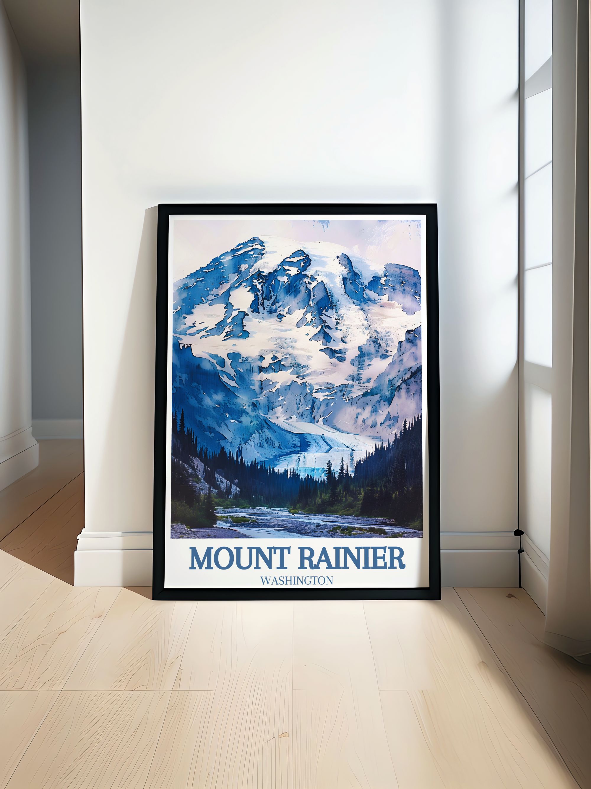 Mount Rainier   Prints - Carbon River and Carbon Glacier  Home Decor - Washington  Living Room Decor