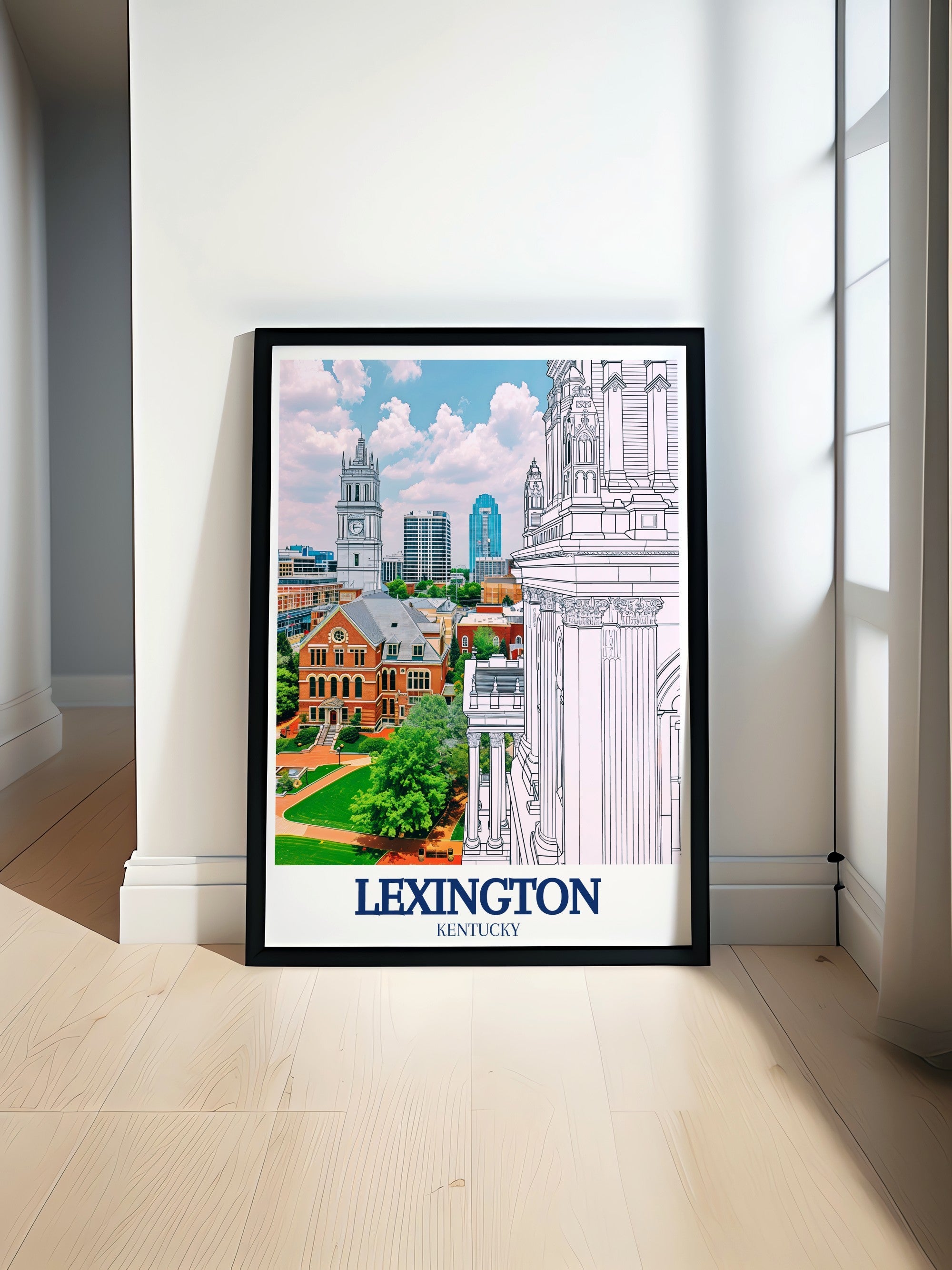 Lexington Art - Transylvania University and Lexington Skyline  Living Room Decor - Kentucky Ideal Home Decor