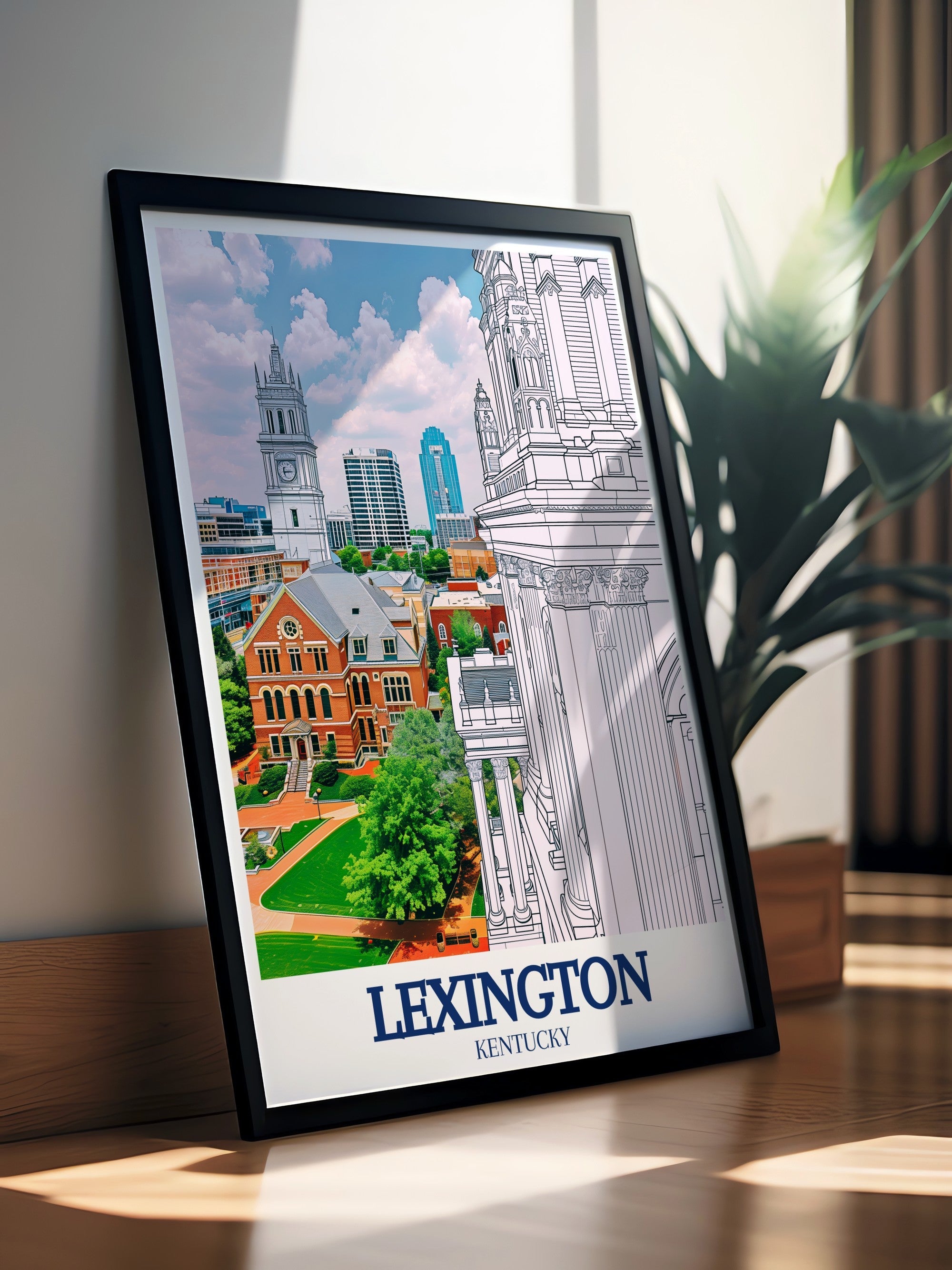 Lexington Art - Transylvania University and Lexington Skyline  Living Room Decor - Kentucky Ideal Home Decor