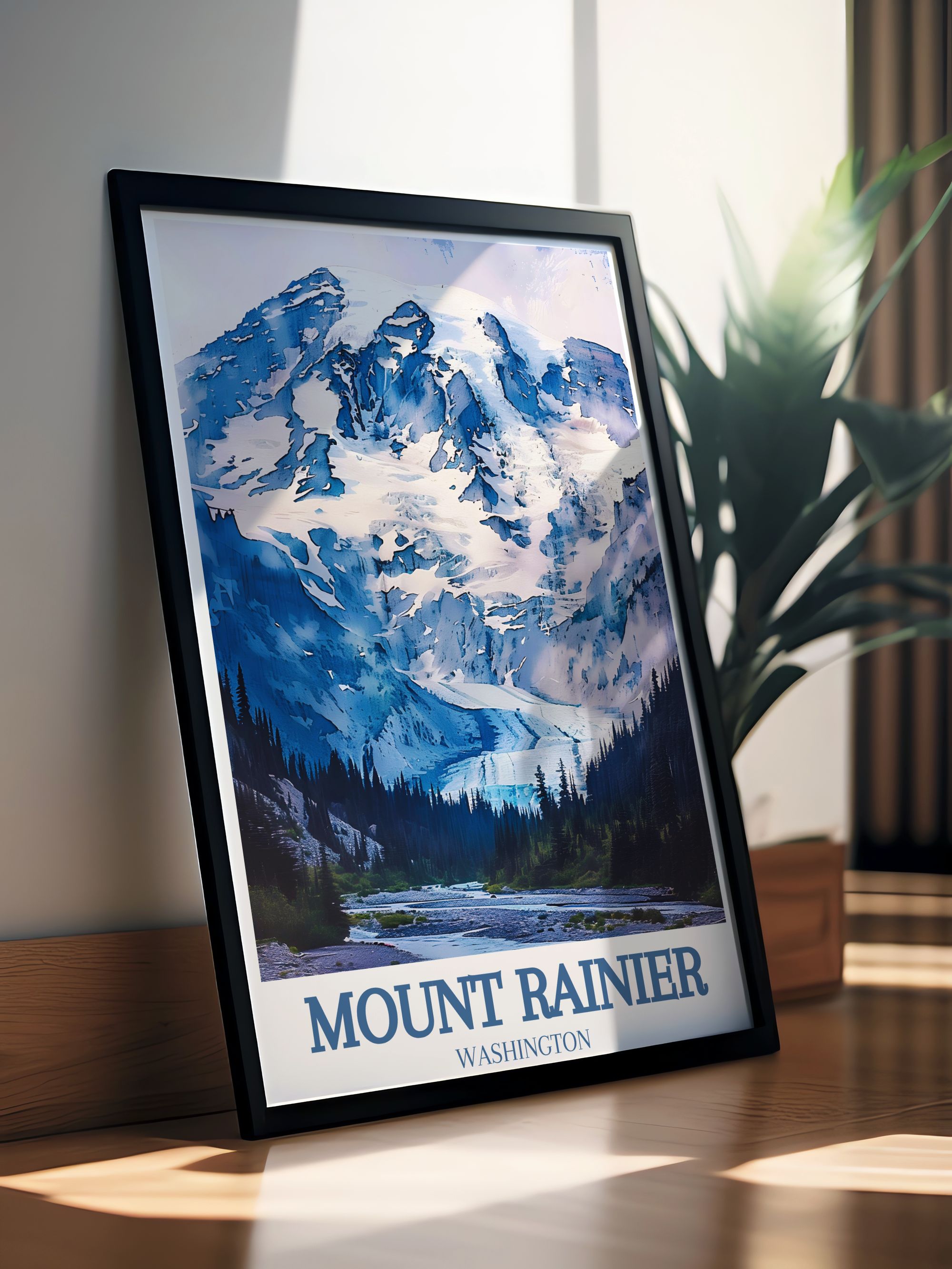 Mount Rainier   Prints - Carbon River and Carbon Glacier  Home Decor - Washington  Living Room Decor
